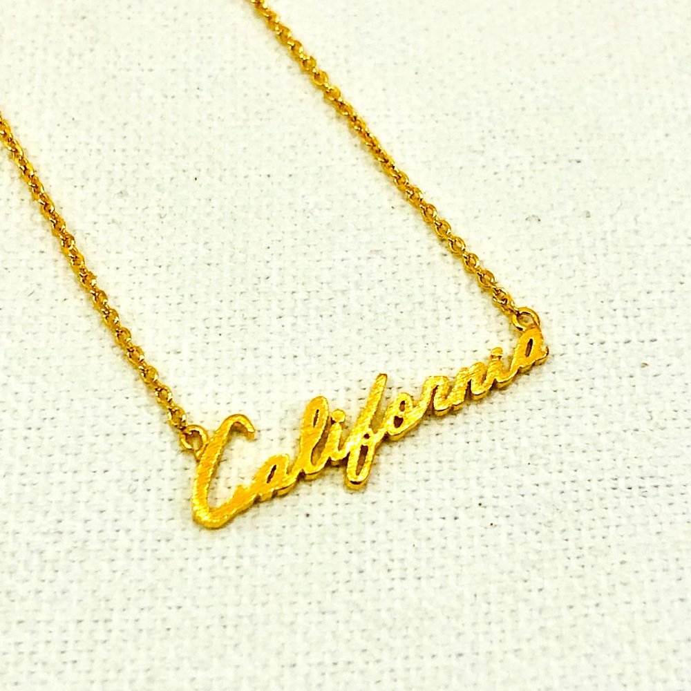 California Pendant Brass Necklace NWOT